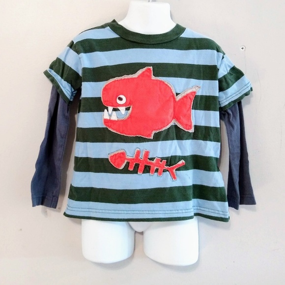 Mini Boden 3-4y Fishy Fish Bone Appliqué Tee - Picture 1 of 2